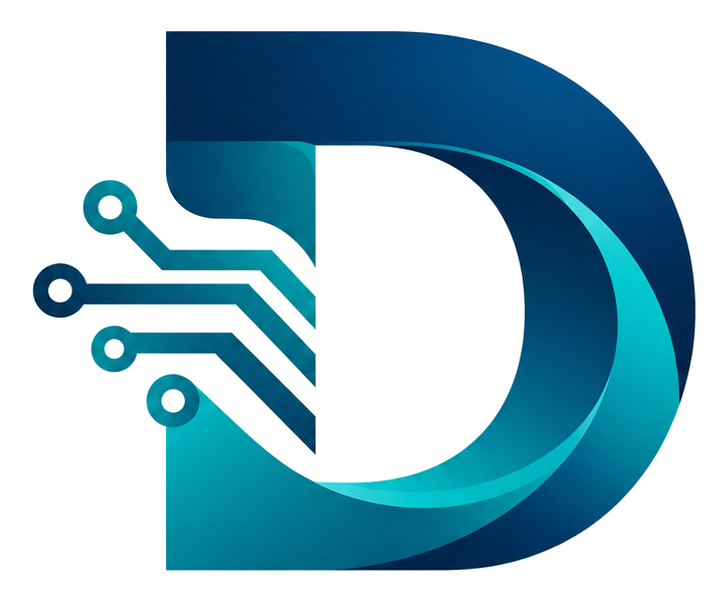 Stylised Drockolus D and circuit logo